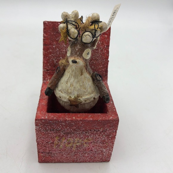 Department 56 Other - Dept 56 Frosted Deer Surprise Box Christmas Folk Art Vintage Ornament Hope